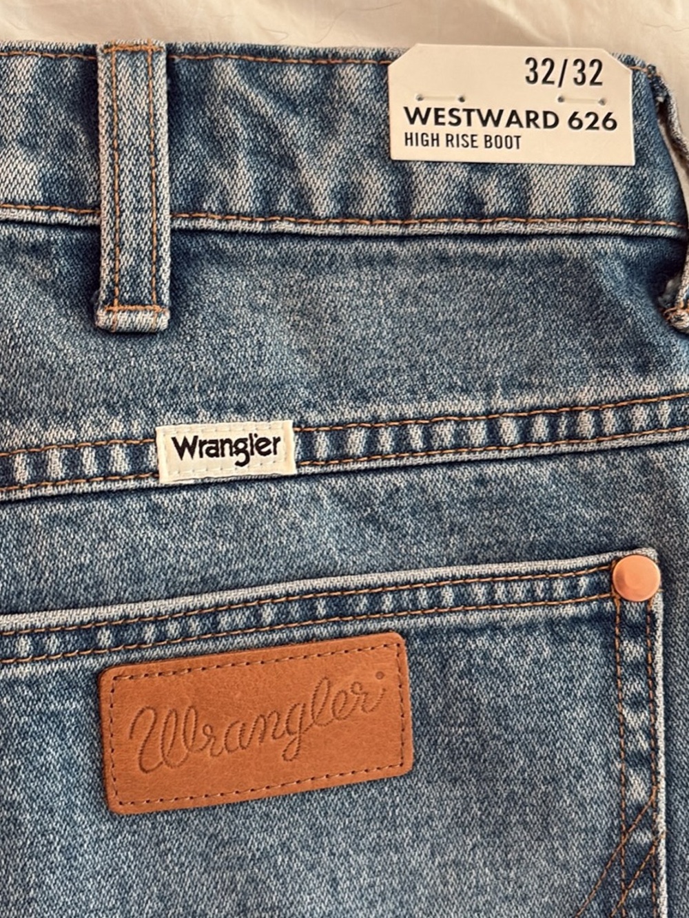 Wrangler Blue Denim Jeans with Copper Hardware